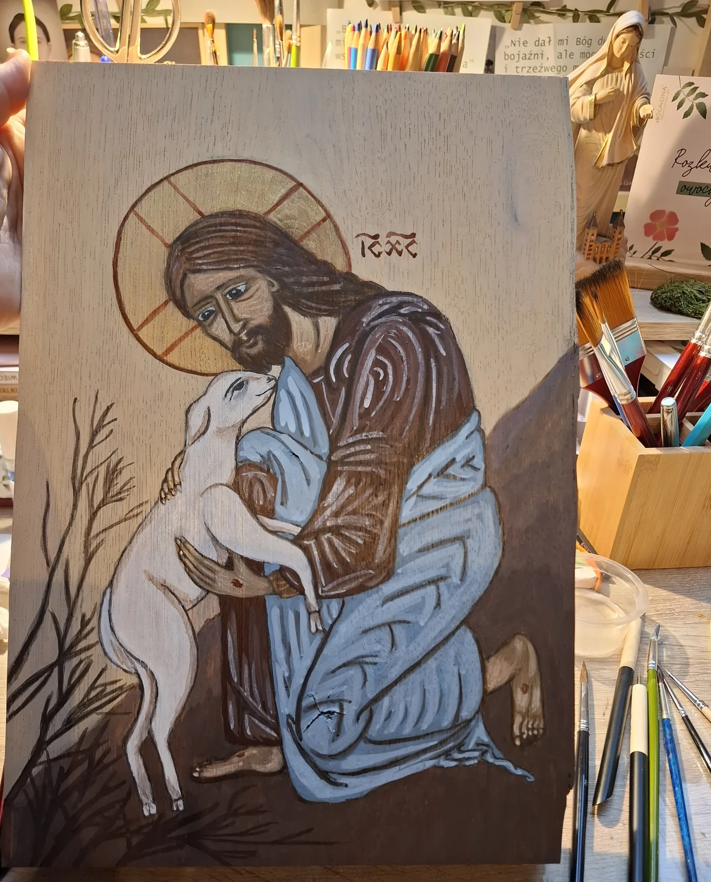 Ikona Dobrego Pasterza z owieczką